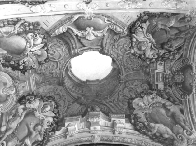 MOTIVO DECORATIVO A FINTA CUPOLA E ANGELI (dipinto) di Scaglia Girolamo (attribuito) (sec. XVII)