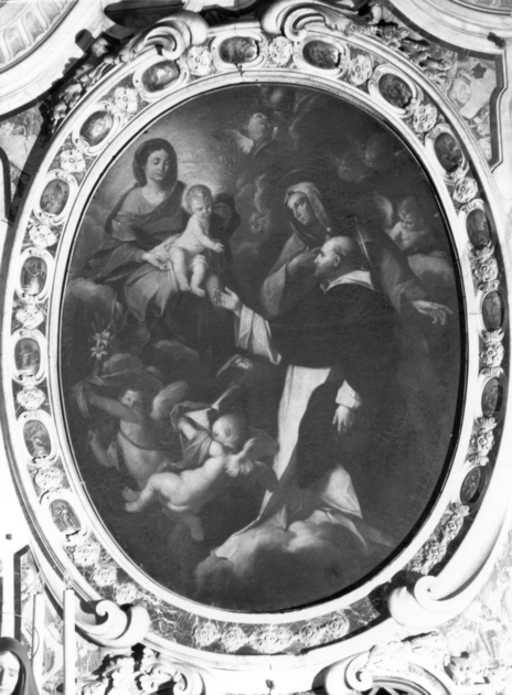 Madonna del Rosario con San Domenico e Santa Caterina da Siena (dipinto) - ambito italiano (sec. XVII)