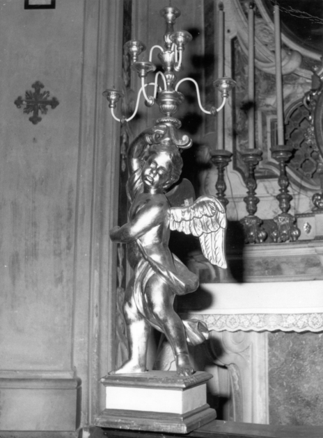 angioletto reggicandelabro (candelabro, coppia) - bottega lucchese (seconda metà sec. XVIII)