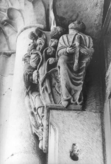 DAVID CHE SUONA L'ARPA/ SAUL CON IL SALTERIO (capitello, elemento d'insieme) di Guidetto (bottega) (sec. XII)