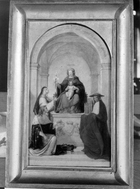Madonna in trono e santi, Madonna in trono, San Ludovico di Francia, Santa Teresa, San Carlo Borromeo (dipinto) di Ridolfi Michele (sec. XIX)