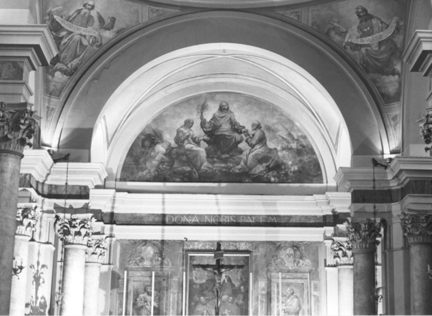 Gesù e Santi (lunetta, elemento d'insieme) di Marcucci Michele (sec. XX)