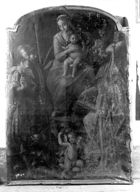 MADONNA CON BAMBINO IN TRONO E SANTI (dipinto) - ambito toscano (secc. XVI/ XVII)