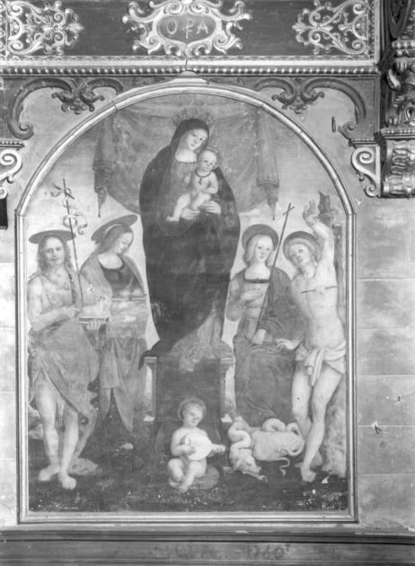 MADONNA CON BAMBINO E SANTI (dipinto) di Aspertini Amico (attribuito) (sec. XVI)