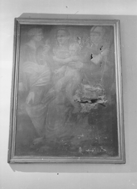 Madonna con Bambino in trono tra San Pietro e Santo vescovo (dipinto) - ambito italiano (sec. XVII)