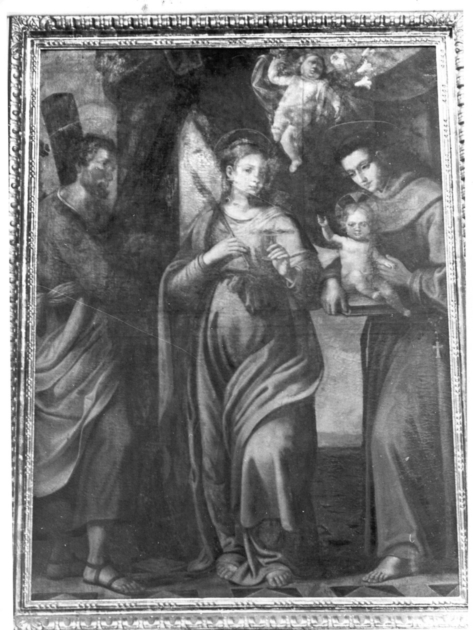 Sant'Andrea apostolo, Santa Lucia e Sant'Antonio da Padova col Bambino (dipinto) di Mannucci Pier Filippo (sec. XVII)