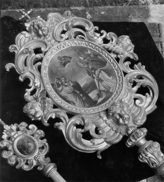 Madonna delle neve appare al papa/ San Giovanni (insegna) - bottega lucchese (inizio sec. XVIII)