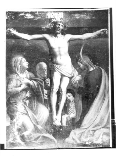 crocifissione di Cristo con la Madonna, San Giovanni Battista, Santa Caterina e San Domenico (?) (dipinto) - ambito toscano (fine sec. XVIII)