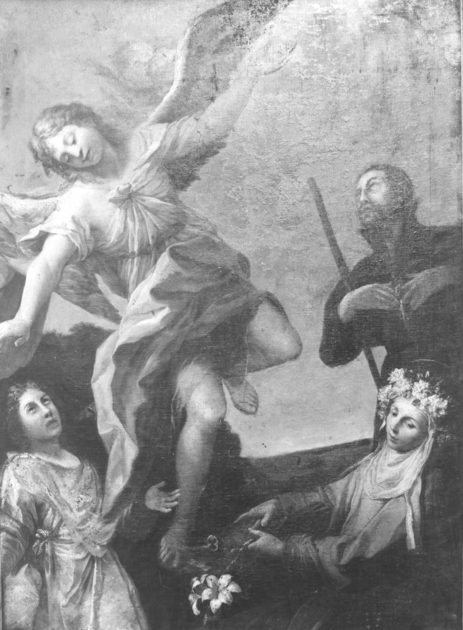 San Raffaele arcangelo con Tobia, Sant'Ignazio di Loyola e santa monaca (dipinto) - ambito pisano-lucchese (prima metà sec. XVIII)