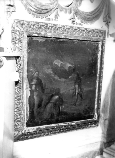 SAN RICCARDO ATTRAVERSA IL MARE SU UN MANTELLO (dipinto) di Vanni Francesco (attribuito) (sec. XVII)