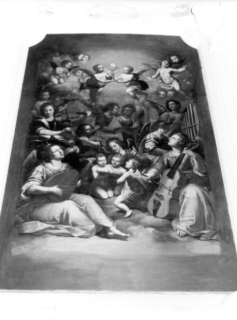 EUCARISTIA ADORATA DA ANGELI MUSICANTI (dipinto) di Martelli Filippo (sec. XVII)