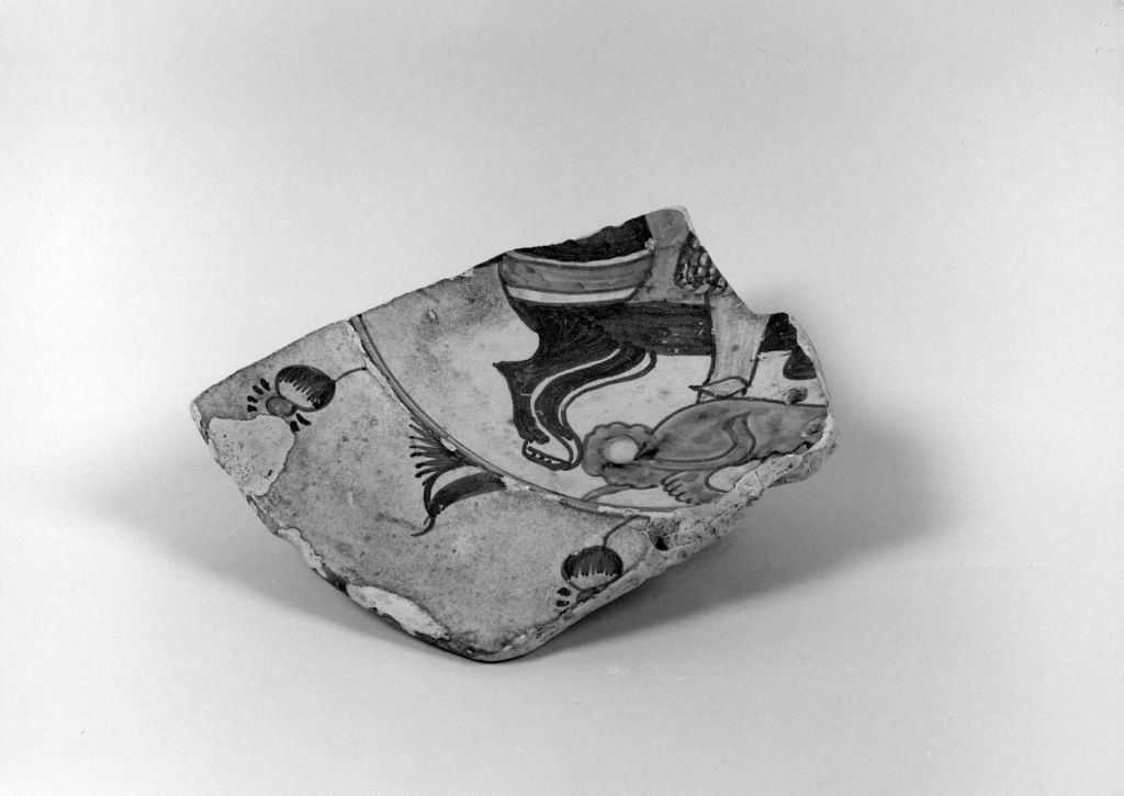 San Giorgio a cavallo (scodella, frammento) - manifattura fiorentina (seconda metà sec. XV)