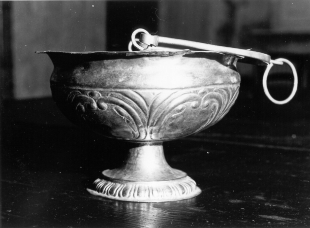 secchiello per l'acqua benedetta - bottega italiana (secc. XVII/ XVIII)