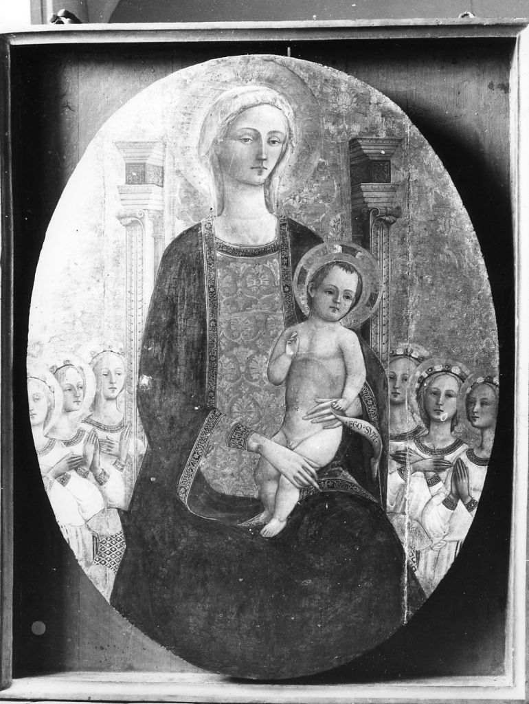Madonna in trono con Bambino tra sei angeli (dipinto) di Stefano di Giovanni di Consolo detto Sassetta (cerchia) (prima metà sec. XV)