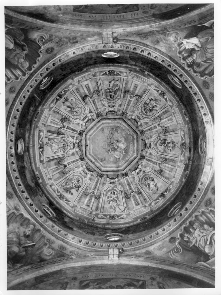 Trinità con la Madonna (soffitto dipinto) di Cassiani Stefano (seconda metà sec. XVII)