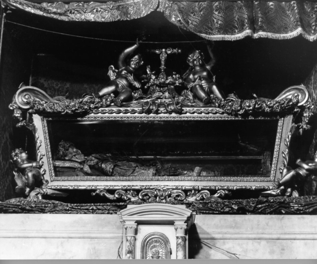 reliquiario a teca - a urna - bottega toscana (fine/inizio secc. XVII/ XVIII)