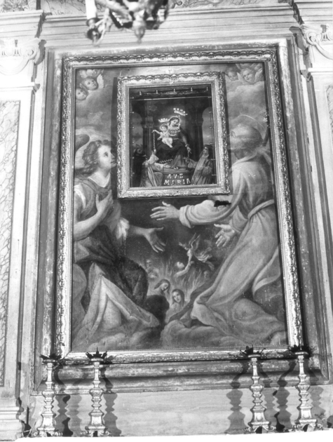 Madonna del Rosario con San Domenico e Santa Caterina da Siena (dipinto) - ambito toscano (sec. XVII, sec. XX)