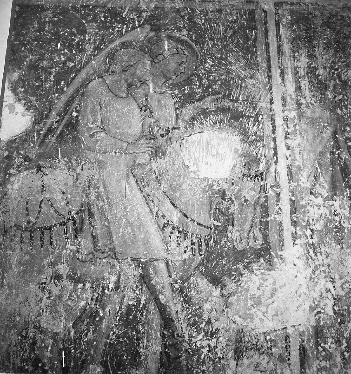 angeli a cavallo (dipinto, frammento) - ambito toscano (sec. XV)