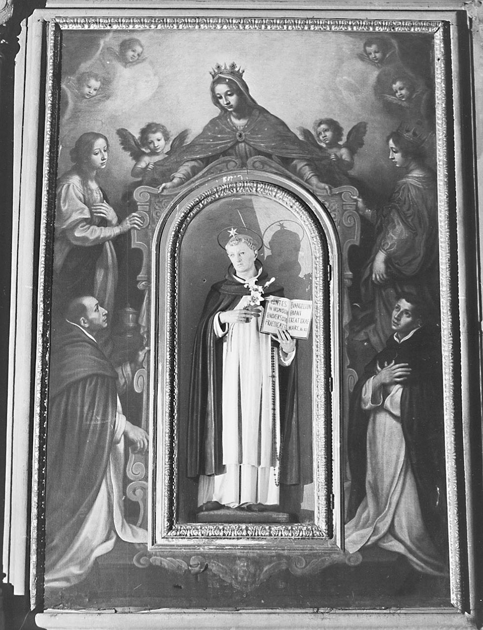 Madonna, San Domenico, San Vincenzo Ferreri, Santa caterina d'Alessandria, Santa Maddalena (dipinto) di Curradi Francesco (prima metà sec. XVII)