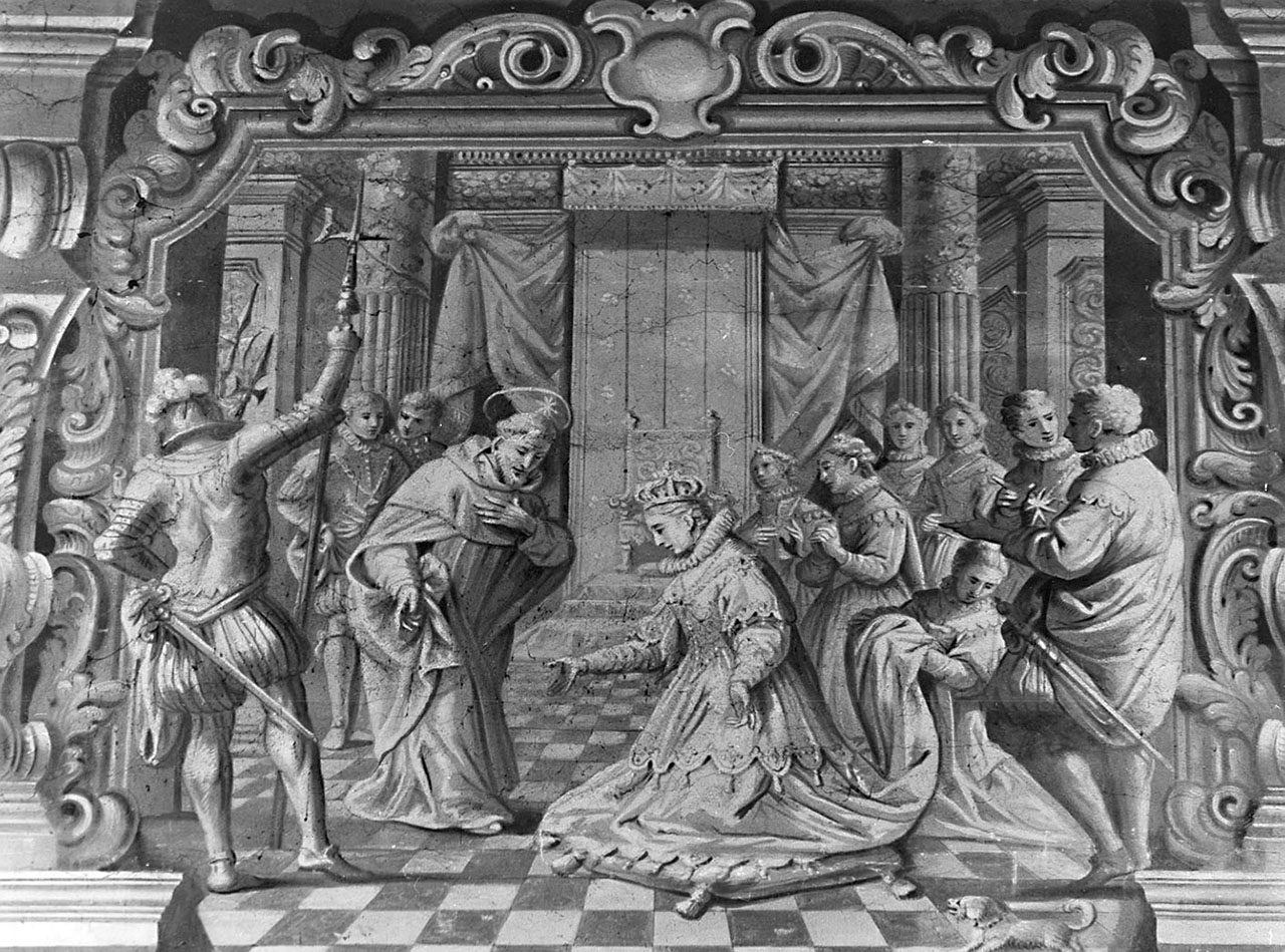 VISITA DELLA REGINA DI SPAGNA A SAN DOMENICO (dipinto) di Bamberini Anton Domenico (prima metà sec. XVIII)