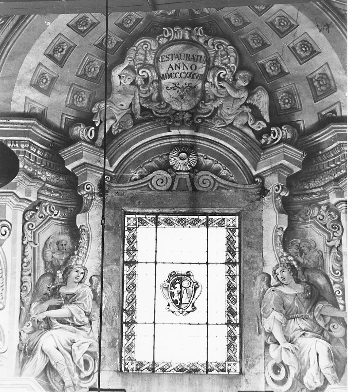 FINTE ARCHITETTURE SORRETTE DA ANGELI (dipinto) di Bamberini Anton Domenico (prima metà sec. XVIII)