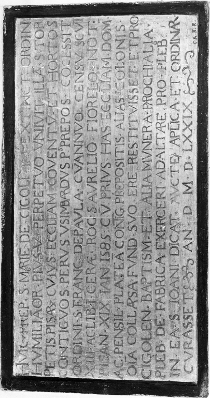 lapide documentaria - bottega toscana (sec. XVI)