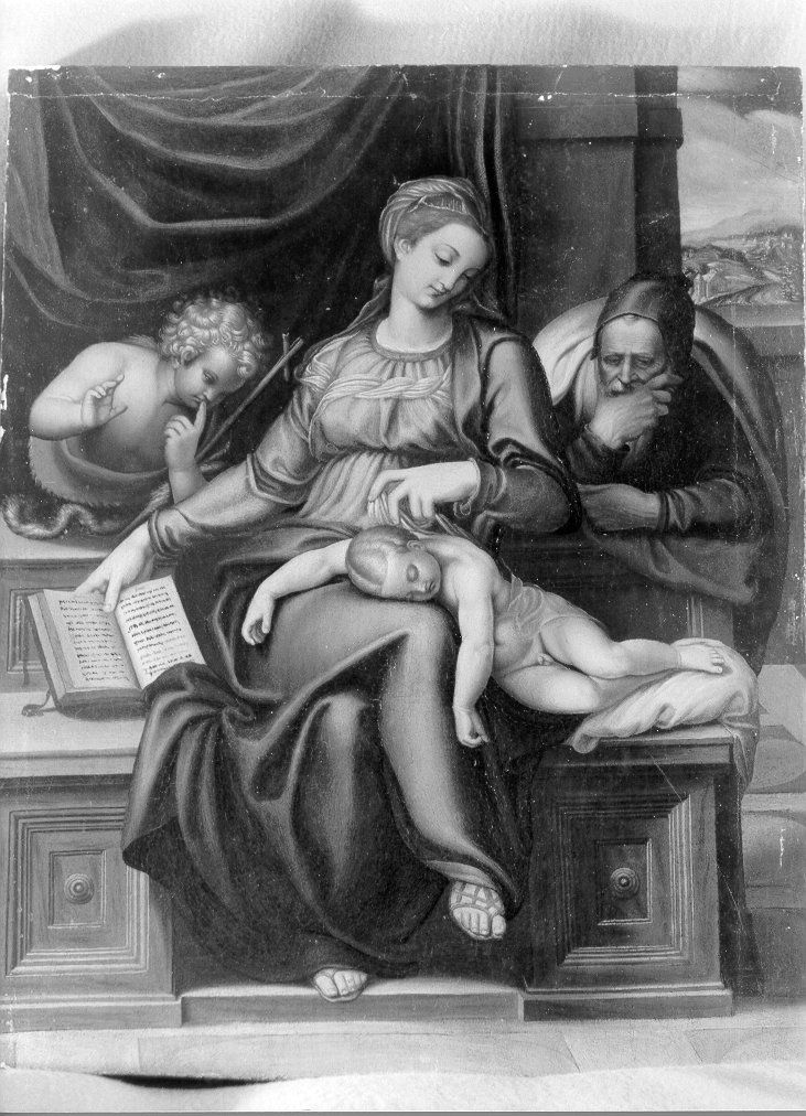 Madonna con personaggi che implorano il suo aiuto (dipinto) - ambito toscano (seconda metà sec. XV)