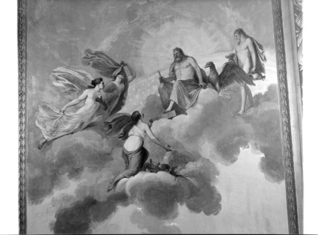 Giove chiama a sè la Giustizia, la Verità e la Modestia (dipinto) di Catani Luigi (sec. XIX)