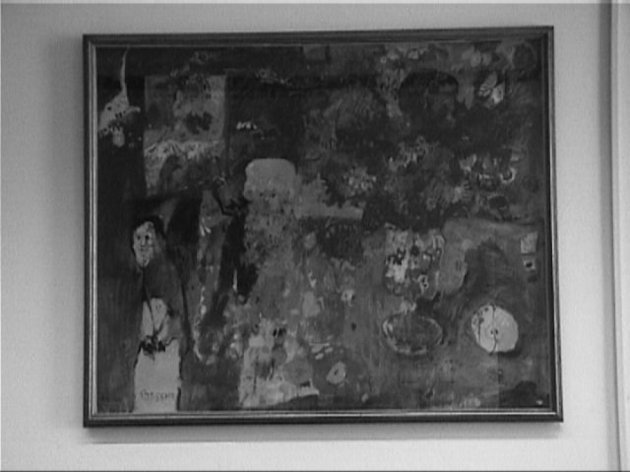 Fiori su tavolo, TAVOLO CON VASO DI FIORI E FIGURE (dipinto) di Possenti Antonio (sec. XX)