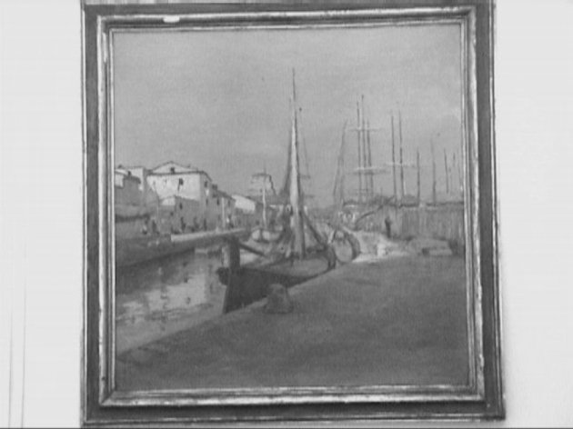 IL CANALE, CANALE CON BARCHE (dipinto) di Lippi Mario (sec. XX)