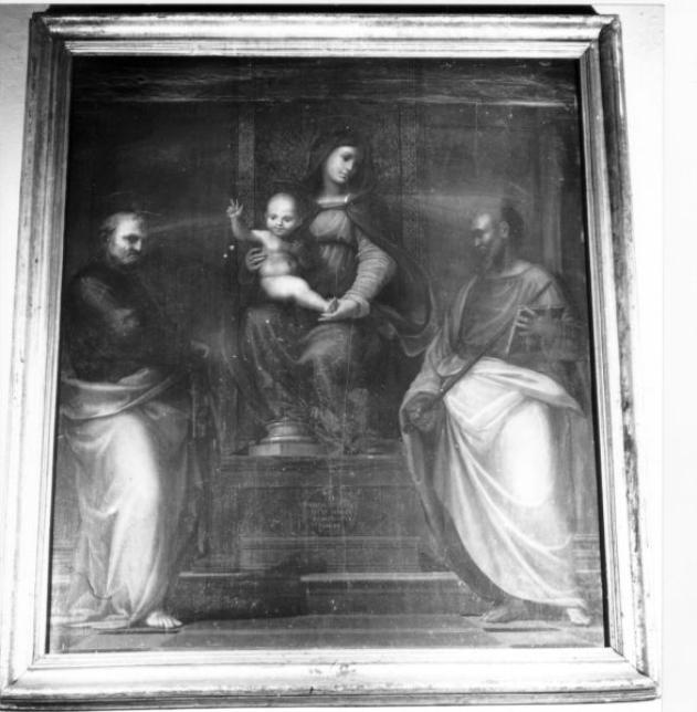 Madonna con Bambino tra i Santi Pietro e Paolo (dipinto) di Bartolomeo della Porta detto Fra' Bartolomeo, Albertinelli Mariotto (sec. XVI)