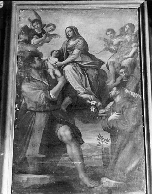 Madonna con Bambino, San Cristoforo e Santi (dipinto) di Cresti Domenico detto Passignano (sec. XVII)