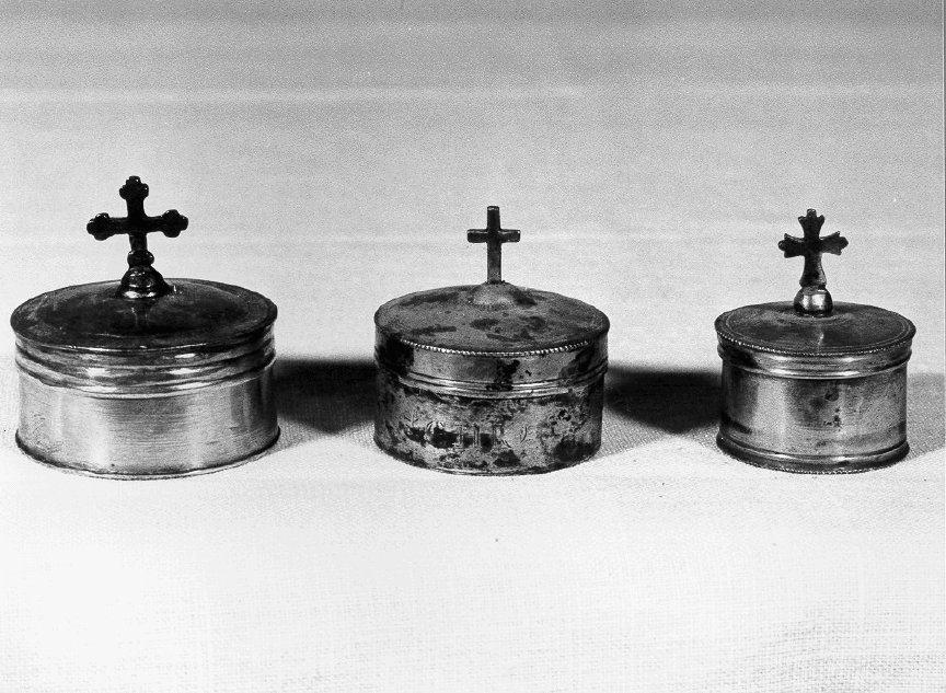 vasetti per oli santi, serie - bottega toscana (sec. XIX)