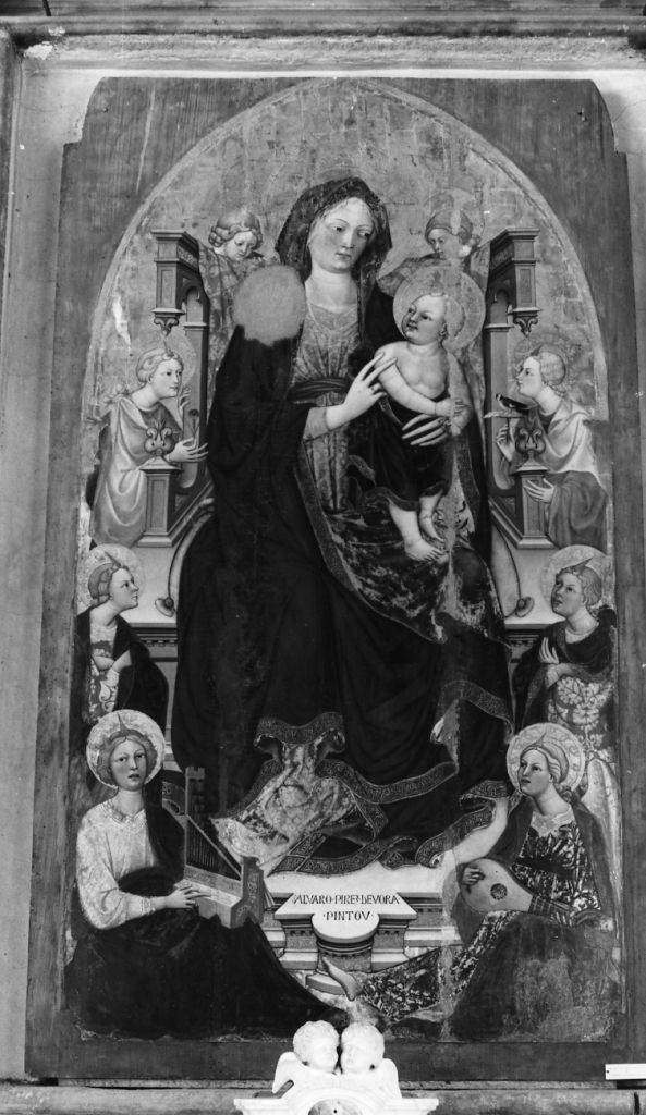 Madonna con Bambino in trono tra gli angeli (dipinto, opera isolata) di Pirez Alvaro detto Alvaro Portoghese (sec. XV)