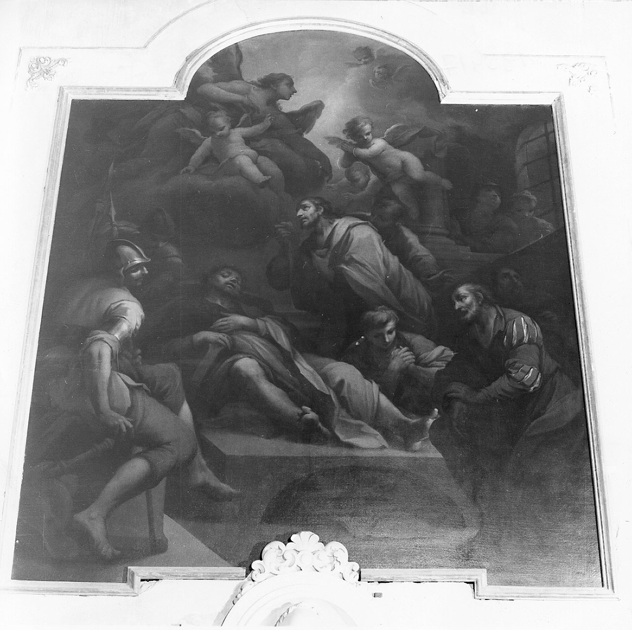 San Rocco soccorre un appestato (dipinto) di Sagrestani Giovanni Camillo (sec. XVIII)