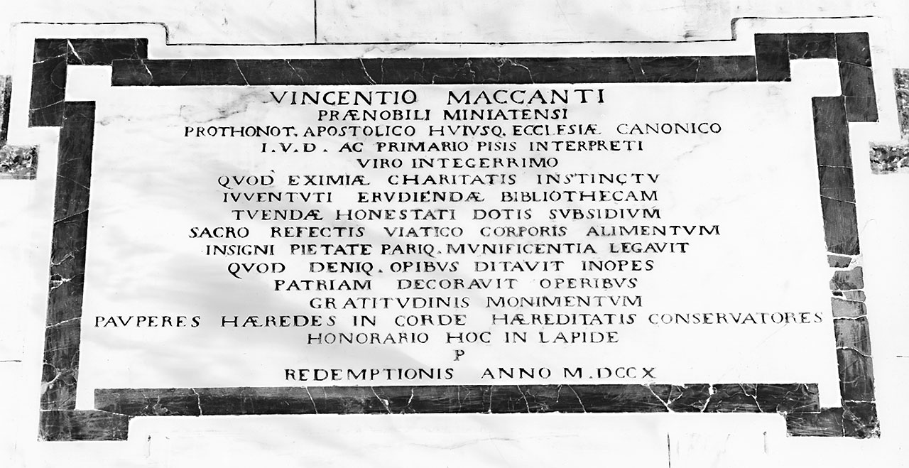 lapide commemorativa - bottega toscana (sec. XVIII)