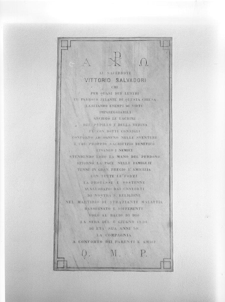 lapide commemorativa - bottega toscana (sec. XIX)
