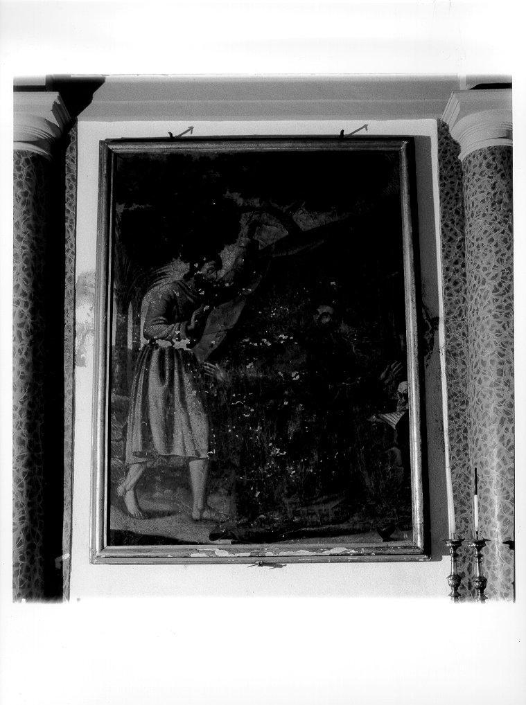 apparizione di San Francesco e di un Santo eremita (dipinto) - ambito toscano (inizio sec. XX)