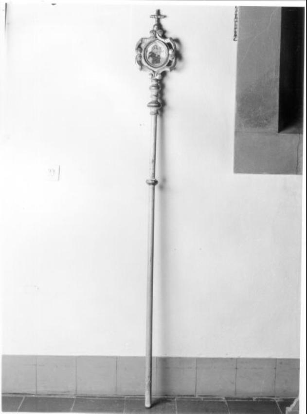 recto: Madonna del Rosario/ verso: monogramma cristologico (banda coprileggio, serie) - bottega toscana (inizio sec. XVIII)