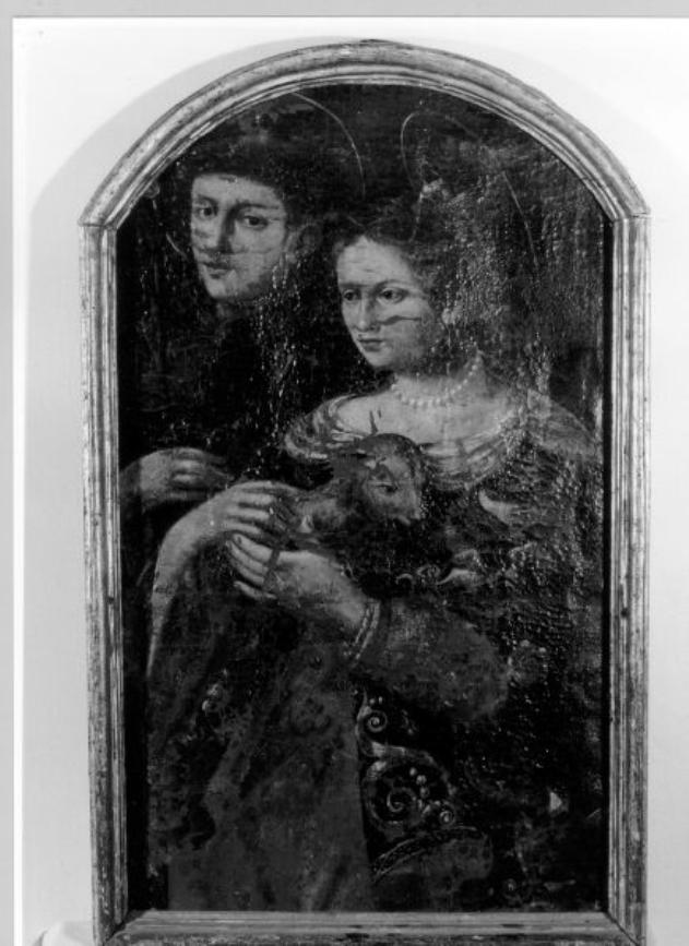 San Nicola da Tolentino e Sant'Agnese (dipinto, frammento) - ambito toscano (inizio sec. XVII)