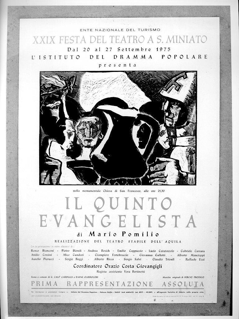 testa di cristo coronata di spine, caraffa e soldato (manifesto) di Lotti Dilvo (sec. XX)