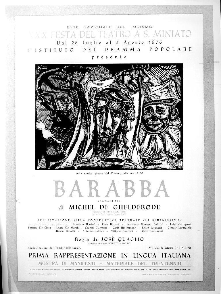 Cristo coronato di spine su telo sorretto da figure maschili (manifesto) di Lotti Dilvo (sec. XX)