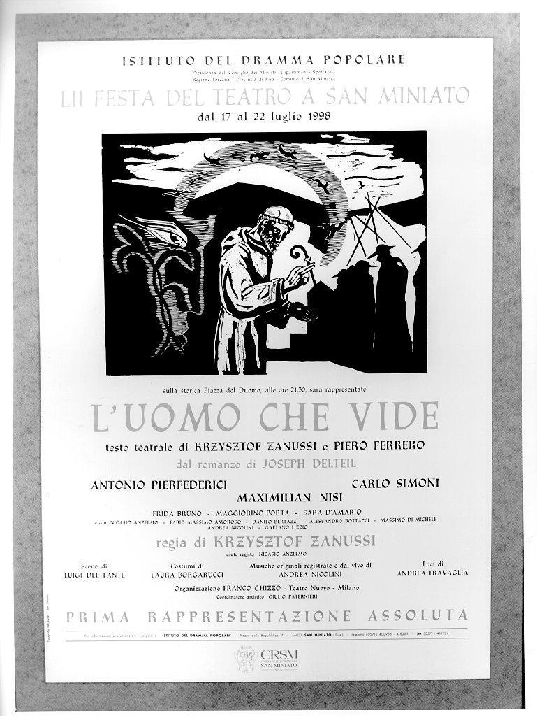 OCCHIO, FRATE FRANCESCANO, FIGURE, PASTORALE (manifesto) di Macchi Luca (sec. XX)