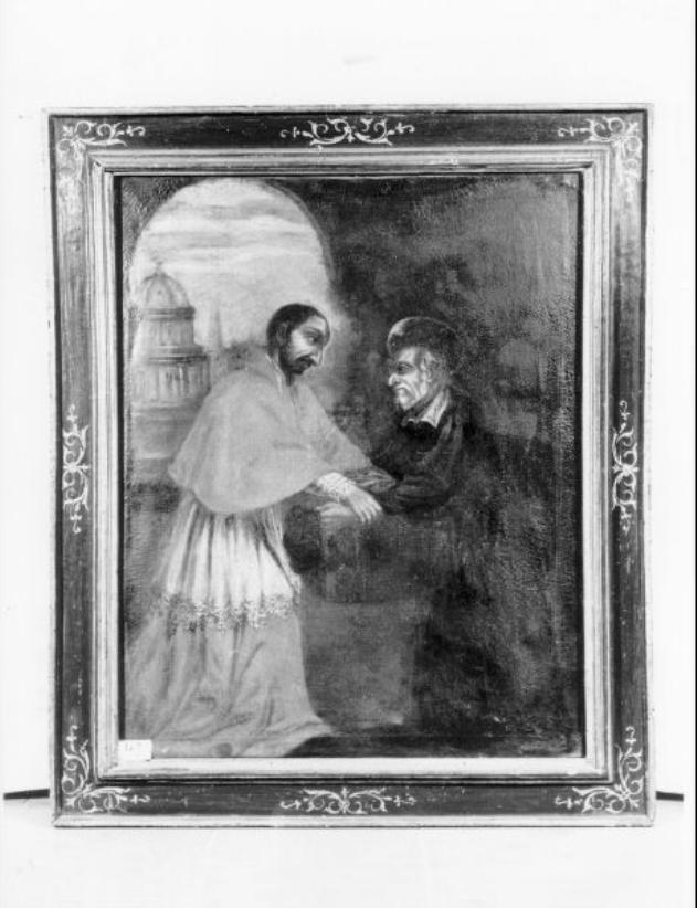 INCONTRO DI SAN CARLO BORROMEO CON SAN FILIPPO NERI (dipinto) - ambito toscano (sec. XVII)