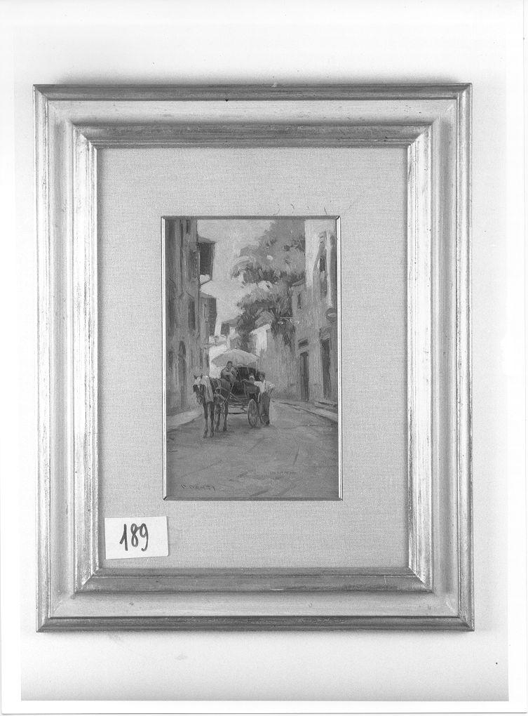 incontro tra vetturino ed un passante (dipinto) di Ambrosius de Torres (metà sec. XX)