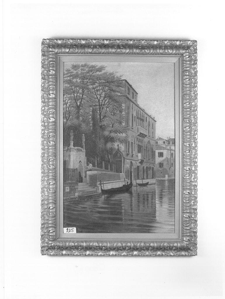 INNAMORATI SULLA LAGUNA (dipinto) - bottega italiana (metà sec. XX)