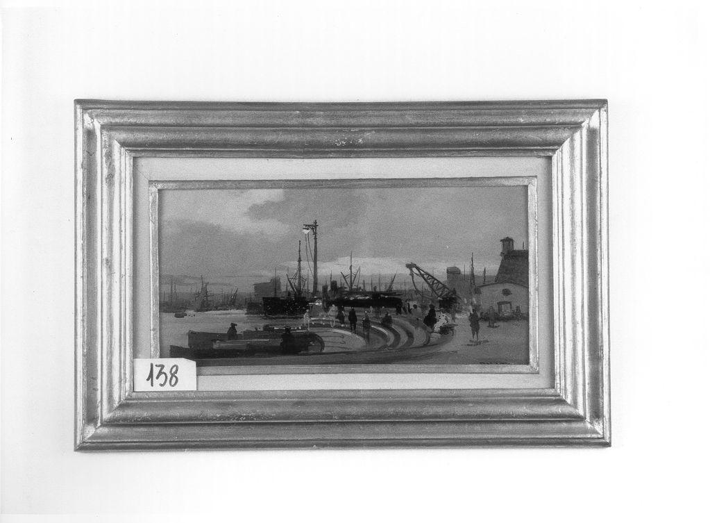 Barriera del porto di Livorno, IL PORTO DI LIVORNO (dipinto) di Natali Renato (metà sec. XX)