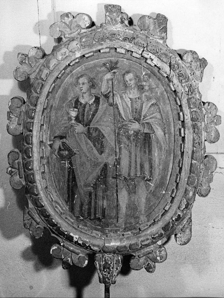 Madonna Assunta e San Giovanni Evangelista e San Cristoforo (stendardo processionale) - bottega toscana (sec. XVI)