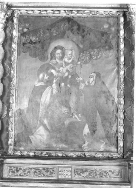 MADONNA DEL ROSARIO CON SAN DOMENICO E SANTA CATERINA DA SIENA (dipinto) - ambito italiano (sec. XVII)