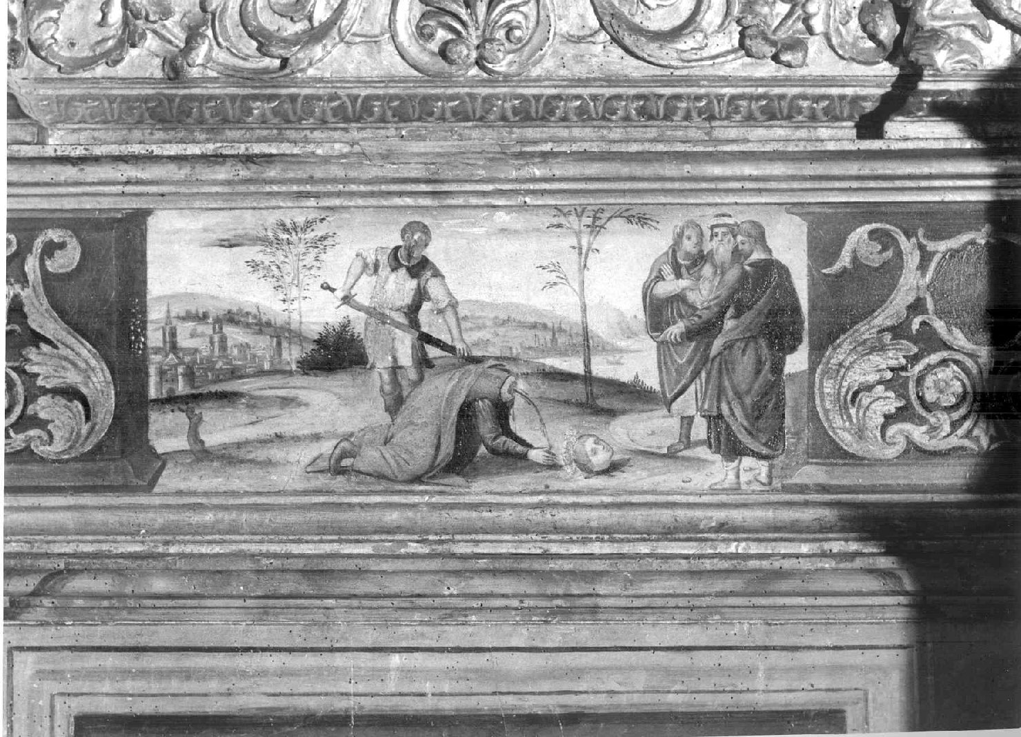 MARTIRIO DI SAN MINIATO (dipinto) di Lanfranchi Francesco (attribuito) (sec. XVI)
